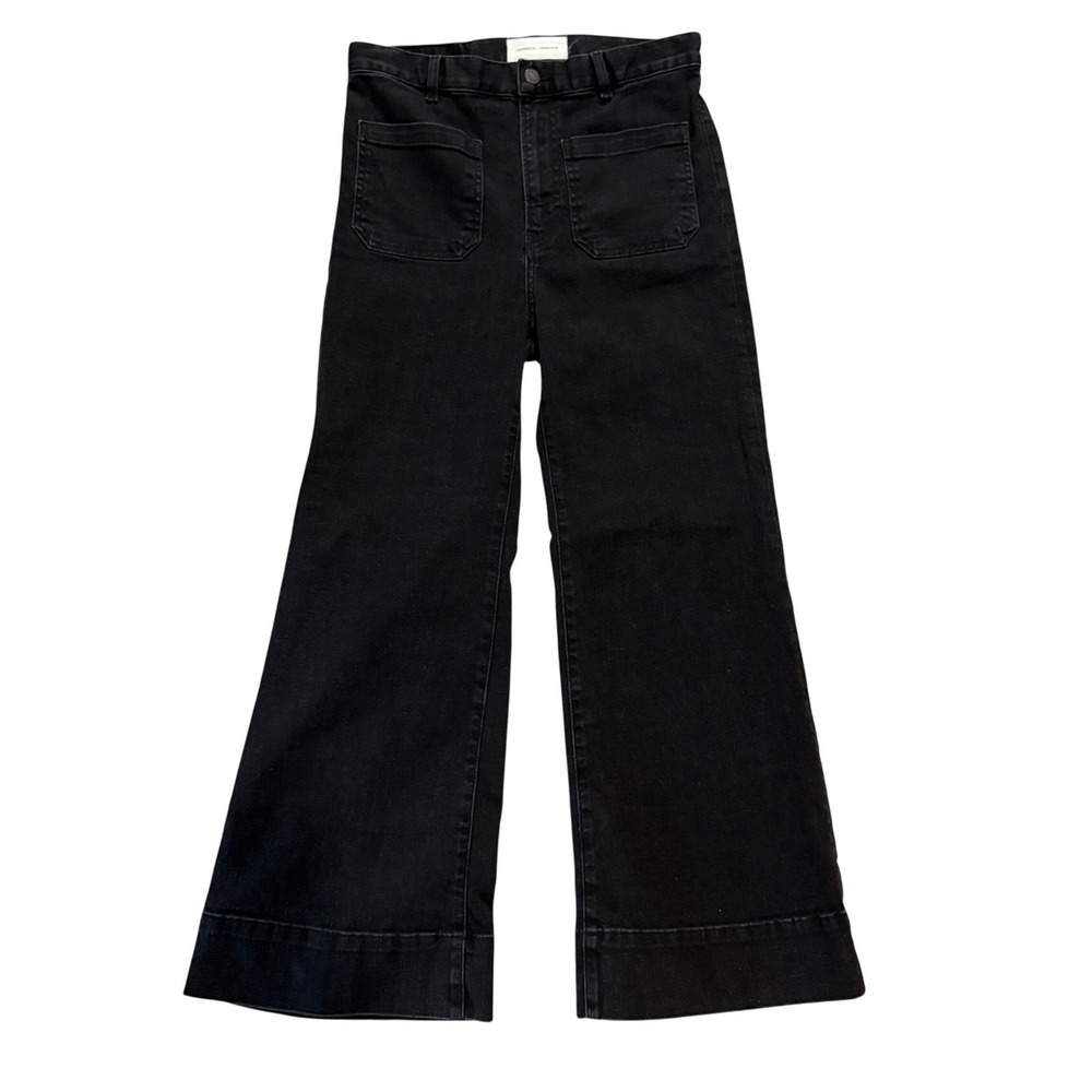 Jeanerica Jeans St Monica Womens Black Crop Flare High Rise Organic Cotton Sz 28